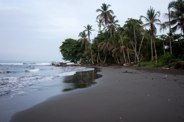Plage au sable noir au Costa Rica